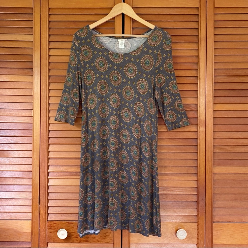 Natural Life Dress Women's Size Small Soft Stretchy Knit Tee Shirt Tunic Mandala